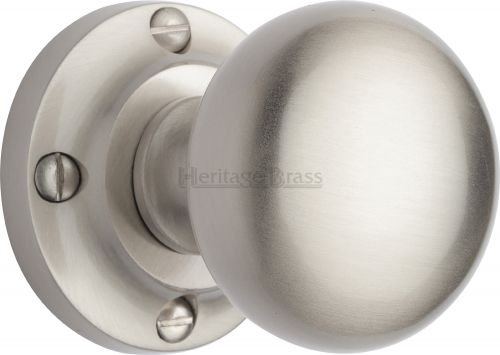 Click Here To Enlarge This Photo Of V980-SN Heritage Brass Mortice Knob on Rose Victoria Design Satin Nickel Finish