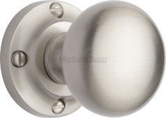 V980-SN Heritage Brass Mortice Knob on Rose Victoria Design Satin Nickel Finish