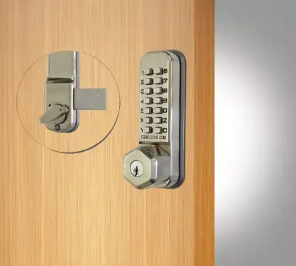 Click Here To Enlarge This Photo Of Codelocks CL200 SS KEY Light Duty Mechanical Surface Deadbolt Digital Lock with Key Override - Stainless Steel