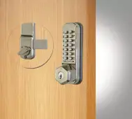 Codelocks CL200 SS KEY Light Duty Mechanical Surface Deadbolt Digital Lock with Key Override - Stainless Steel