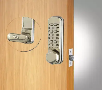 Click Here To Enlarge This Photo Of Codelocks CL255 SS Light Duty Mechanical Digital Lock with 60mm Tubular Latch & Hold Open Function - Stainless Steel