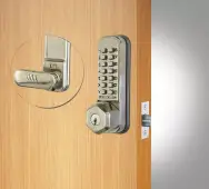 Codelocks CL255 SS KEY Light Duty Mechanical Digital Lock with 60mm Tubular Latch, Key Override & Hold Open Function - Stainless Steel