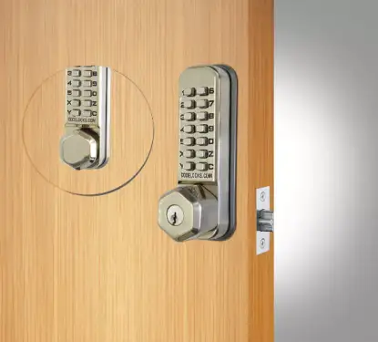 Click Here To Enlarge This Photo Of Codelocks CL290 SS BB KEY Back to Back Light Duty Mechanical Digital Lock with 60mm Tubular Latch & Key Override - Stainless Steel