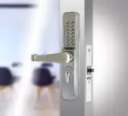 Codelocks CL470 SS L Medium Duty Mechanical Narrow Stile Digital Lock to suit Deadlatches with Euro Cylinder - Stainless Steel