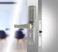 Codelocks CL475 SS L Medium Duty Mechanical Narrow Stile Digital Lock to suit Deadlatches with Euro Cylinder & Code Free Option - Stainless Steel