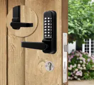 Codelocks CL425 BK MG Medium Duty Mechanical Digital Lock with Anti-Panic Mortice Lock & Code Free Option - Black Marine Grade