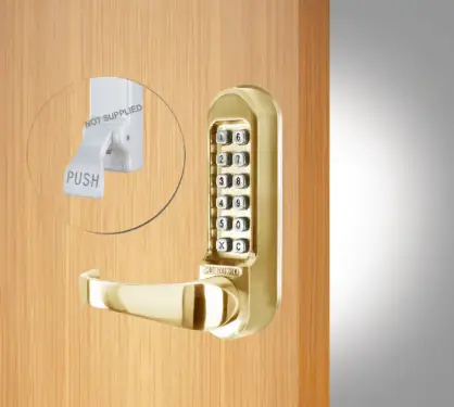 Click Here To Enlarge This Photo Of Codelocks CL500 PB PK Heavy Duty Mechanical Digital Lock (Front Plate Only for use with Panic Hardware) - Polished Brass