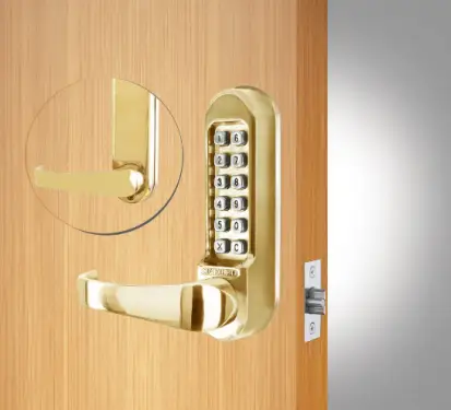 Click Here To Enlarge This Photo Of Codelocks CL510 PB Heavy Duty Mechanical Digital Lock with 60mm Tubular Latch - Polished Brass