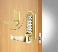 Codelocks CL515 PB Heavy Duty Mechanical Digital Lock with 60mm Tubular Latch & Code Free Option - Polished Brass