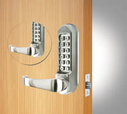 Click Here To Enlarge This Photo Of Codelocks CL515 SS BB Back to Back Heavy Duty Mechanical Digital Lock with 60mm Tubular Latch & Code Free Option - Stainless Steel