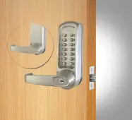 Codelocks CL610 BS Heavy Duty Mechanical Digital Lock with 60mm Tubular Latch & Key Override - Brushed Steel