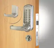 Codelocks CL620 BS Heavy Duty Mechanical Digital Lock with Anti-Panic Mortice Lock & Key Override - Brushed Steel