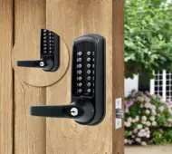 Codelocks CL610 BB BK MG Back to Back Heavy Duty Mechanical Digital Lock with 60mm Tubular Latch & Key Override - Black Marine Grade