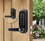 Codelocks CL610 BK MG Heavy Duty Mechanical Digital Lock with 60mm Tubular Latch & Key Override - Black Marine Grade