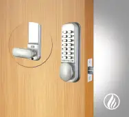 Codelocks CL155 FIRE RATED Light Duty Mechanical Digital Lock with 60mm Tubular Latch & Hold Open Function - Silver (90116)