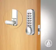 Codelocks CL160 FIRE RATED Light Duty QuickCode Mechanical Digital Lock with 60mm Tubular Latch & Hold Open Function - Silver (99648)