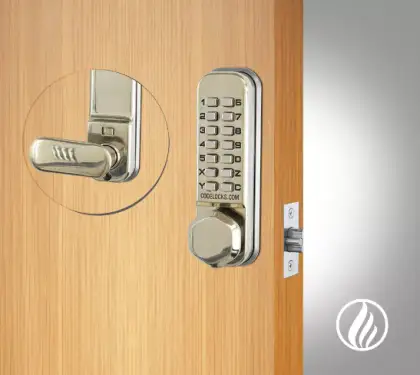 Click Here To Enlarge This Photo Of Codelocks CL255 FIRE RATED Light Duty Mechanical Digital Lock with 60mm Tubular Latch & Hold Open Function - Stainless Steel (94964)