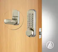 Codelocks CL255 FIRE RATED Light Duty Mechanical Digital Lock with 60mm Tubular Latch & Hold Open Function - Stainless Steel (94964)