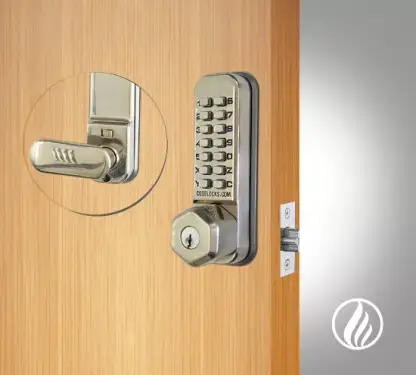 Click Here To Enlarge This Photo Of Codelocks CL255 FIRE RATED Light Duty Mechanical Digital Lock with 60mm Tubular Latch, Key Override & Hold Open Function - Stainless Steel (99357)