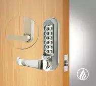 Codelocks CL510 FIRE RATED Heavy Duty Mechanical Digital Lock with 60mm Tubular Latch - Stainless Steel (91199)