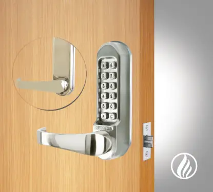 Click Here To Enlarge This Photo Of Codelocks CL515 FIRE RATED Heavy Duty Mechanical Digital Lock with 60mm Tubular Latch & Code Free Option - Stainless Steel (96811)