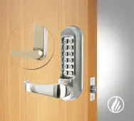 Codelocks CL515 FIRE RATED Heavy Duty Mechanical Digital Lock with 60mm Tubular Latch & Code Free Option - Stainless Steel (96811)