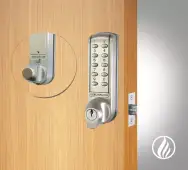 Codelocks CL2255 FIRE RATED Light Duty Electronic Digital Lock with 60mm Tubular Latch & Hold Open Function - Brushed Steel (99808)