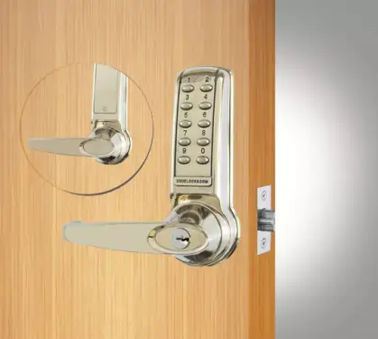 Click Here To Enlarge This Photo Of Codelocks CL4010 FIRE RATED Medium Duty Electronic Digital Lock with 60mm Tubular Latch & Hold Open Function - Brushed Steel (96941)