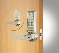 Codelocks CL4010 FIRE RATED Medium Duty Electronic Digital Lock with 60mm Tubular Latch & Hold Open Function - Brushed Steel (96941)