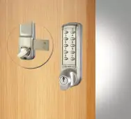 Codelocks CL2200 BS Light Duty Electronic Surface Deadbolt Digital Lock with Key Override - Brushed Steel