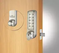 Codelocks CL2210 BS Light Duty Electronic Mortice Deadbolt Digital Lock with Key Override - Brushed Steel