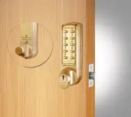 Codelocks CL2255 PB Light Duty Electronic Digital Lock with 60mm Tubular Latch, Hold Open Function & Key Override - Polished Brass