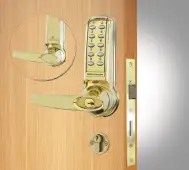 Codelocks CL4020 PB Medium Duty Electronic Digital Lock with Anti-Panic Mortice Lock, Key Override & Code Free Option - Polished Brass