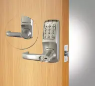 Codelocks CL5010 BS Heavy Duty Electronic Digital Lock with 60mm Tubular Latch, Key Override & Code Free Option - Brushed Steel