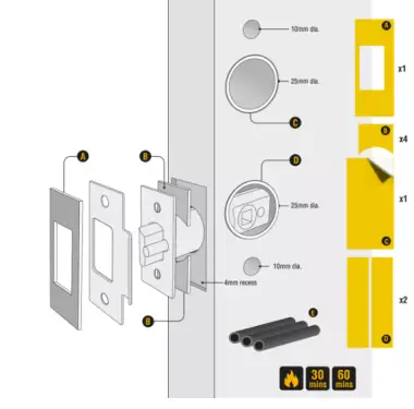 Click Here To Enlarge This Photo Of Codelocks PFKP V2 Fire Kit Pack to suit all Digital Lock Tubular Latches