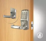 Codelocks CL5010 FIRE RATED Heavy Duty Electronic Digital Lock with 60mm Tubular Latch & Hold Open Function - Brushed Steel (92108)