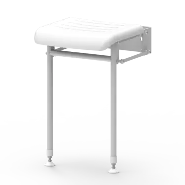 Click Here To Enlarge This Photo Of 214/WH Fitzroy of London Wall Mounted Compact Hinged Padded Shower Seat (Stainless Steel) with Support Legs - White