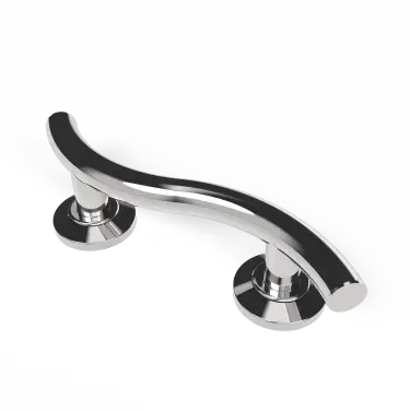 Click Here To Enlarge This Photo Of 310235/SP Fitzroy of London 355mm Contemporary Curved Grab Rail (Stainless Steel) with Concealed Nylon Flange - Polished