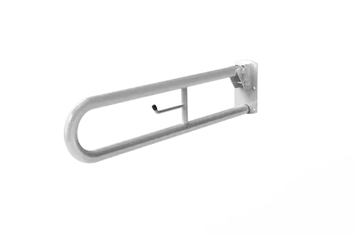 Click Here To Enlarge This Photo Of DDGR-B/WH Fitzroy of London 800mm Trombone Lift and Lock Hinged Support Rail (Mild Steel) with Toilet Roll Holder White (RAL 9016)