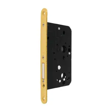 Click Here To Enlarge This Photo Of AR912-R-60-PB Hoppe Arrone DIN Mortice Deadlock Case Radius Forend (60mm Backset) - Polished Brass (87107870)