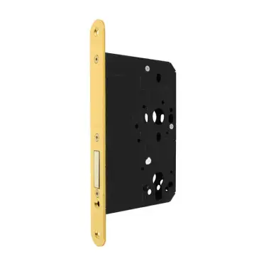 Click Here To Enlarge This Photo Of AR912-R-80-PB Hoppe Arrone DIN Mortice Deadlock Case Radius Forend (80mm Backset) - Polished Brass (50001760)