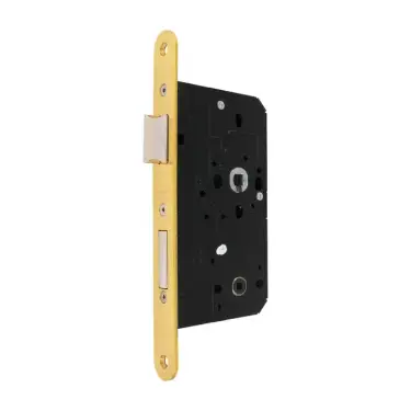 Click Here To Enlarge This Photo Of AR913-R-60-PB Hoppe Arrone DIN Mortice Bathroom Lock Radius Forend (60mm Backset) - Polished Brass (87107876)