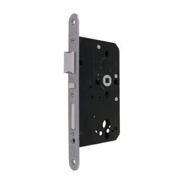 Click Here To Enlarge This Photo Of AR915-R-60-SSS Hoppe Arrone DIN Mortice Apartment Lock Radius Forend (60mm Backset) - Satin Stainless Steel (87107886)