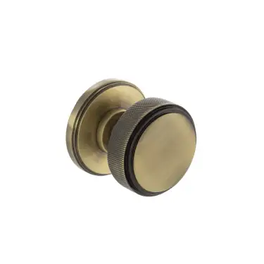 Click Here To Enlarge This Photo Of Atlantic - MH450KSMKABSOLID Millhouse Brass 'Harrison' (Solid Brass) Knurled Mortice Knob on Concealed Fix Rose - Antique Brass