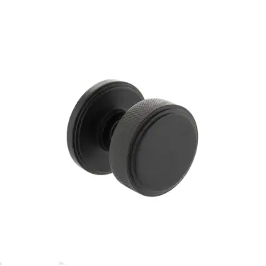 Click Here To Enlarge This Photo Of Atlantic - MH450KSMKMBSOLID Millhouse Brass 'Harrison' (Solid Brass) Knurled Mortice Knob on Concealed Fix Rose - Matt Black