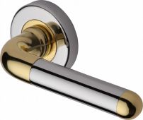 VIE1920-CB Heritage Brass Door Handle Lever Latch on Round Rose Vienna Design Chrome & Brass Finish
