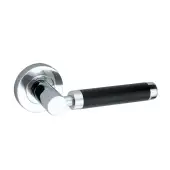 SB1203BLK/PC - Spira Brass Zest Lever Handle on Round Rose - Dual Tone Black/Chrome