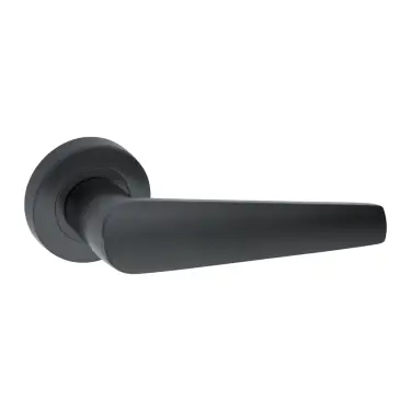 Click Here To Enlarge This Photo Of SB1308BLK - Spira Brass Aero Lever Handle on Round Rose - Matt Black