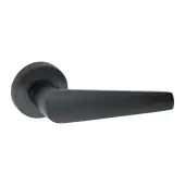 SB1308BLK - Spira Brass Aero Lever Handle on Round Rose - Matt Black