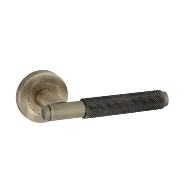 Click Here To Enlarge This Photo Of SB1309MANT - Spira Brass Connaught Knurled Lever Handle on Round Rose - Matt Antique